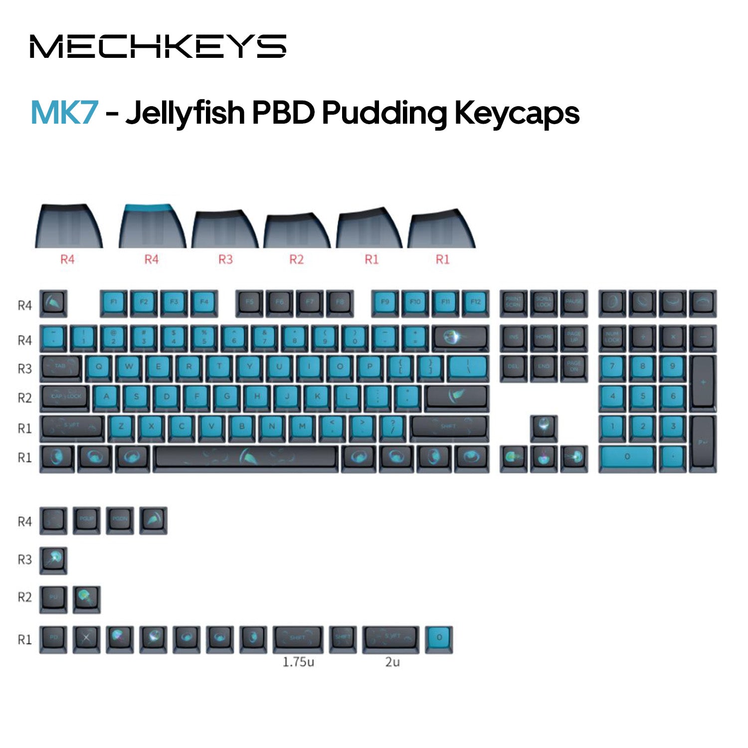 OVERCLOCK MECHKEYS Jellyfish PBT Pudding Keycaps