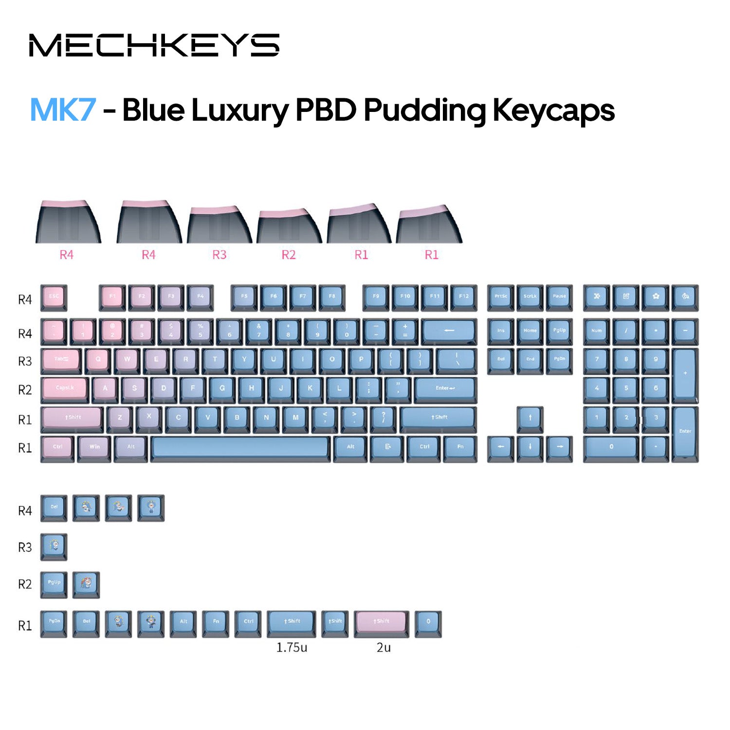 OVERCLOCK MECHKEYS Blue Luxury PBT Pudding Keycaps
