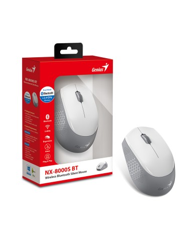 GENIUS MOUSE WIR. NX-8000S BT DUO WIRELESS (BT 5.3+2.4Ghz) WHITE/GRAY