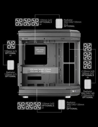 MARS GAMING CASE MC-3T TRIPLO VETRO TEMPERATO, NERO