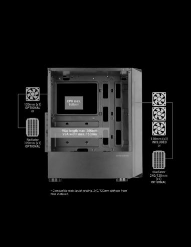 MARSGAMING CASE TOWER MC-TOR WINDOW+MESH 3x FRGB FAN WHITE