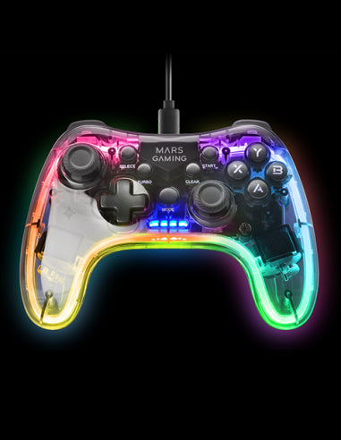 MARSGAMING GAME PAD MGP-C NEON RGB TRANSLUCENT, DUAL HAPTIC PC/PS3/PAC/SWIT